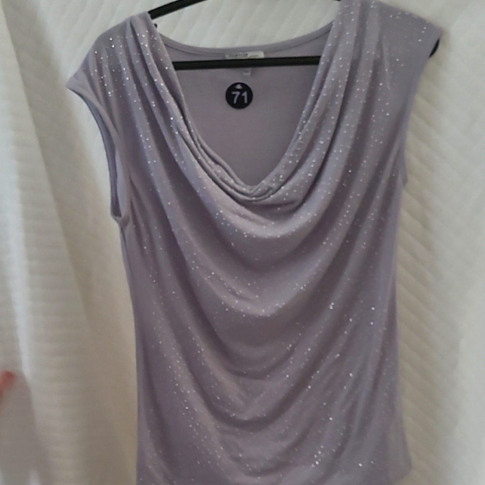 #71 Sz M by Avenue Design Silver Jersy Knit With Bling!